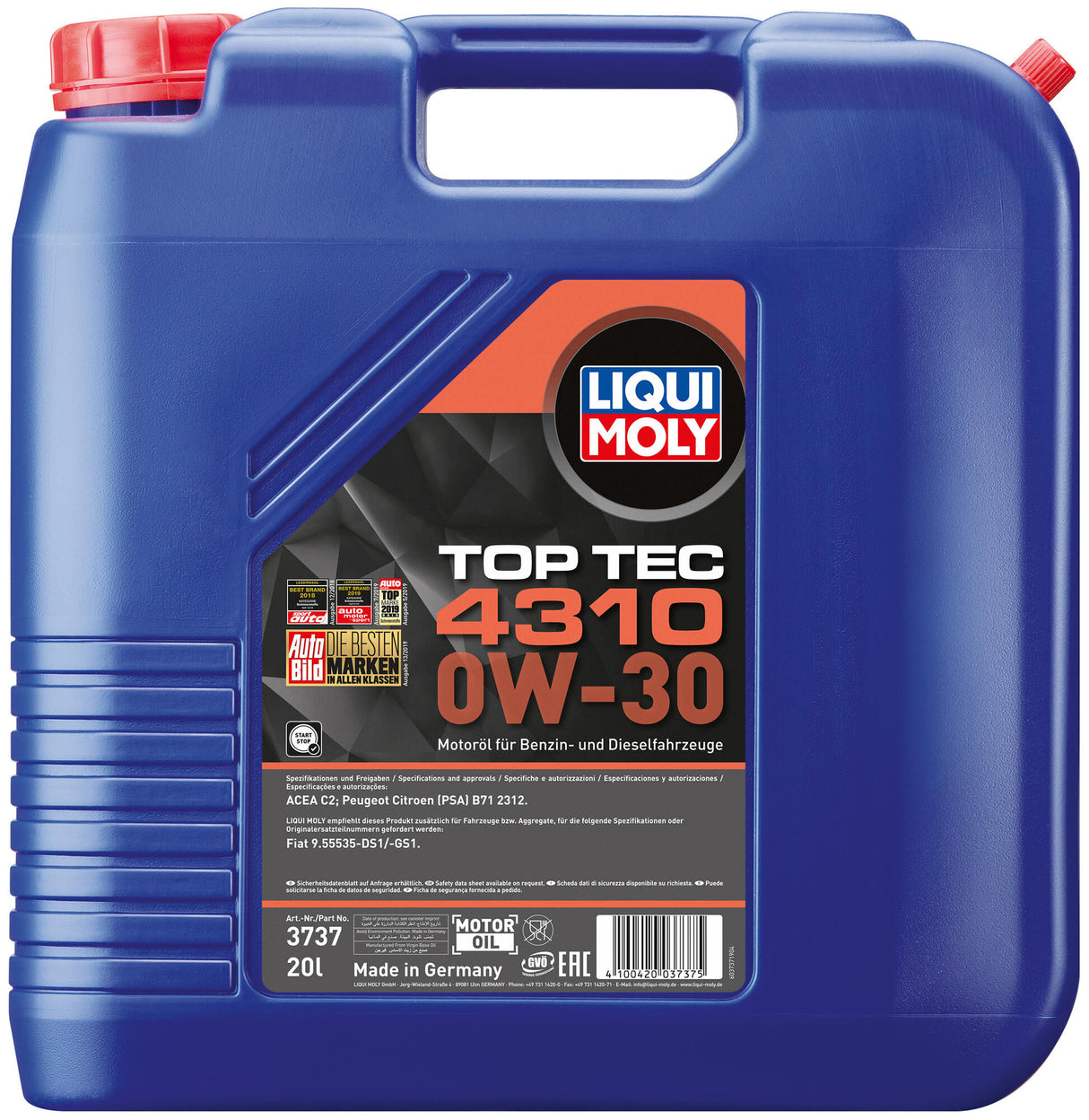 Liqui moly motorolie top tec 4310 . top tec 4310 0w-30 20l