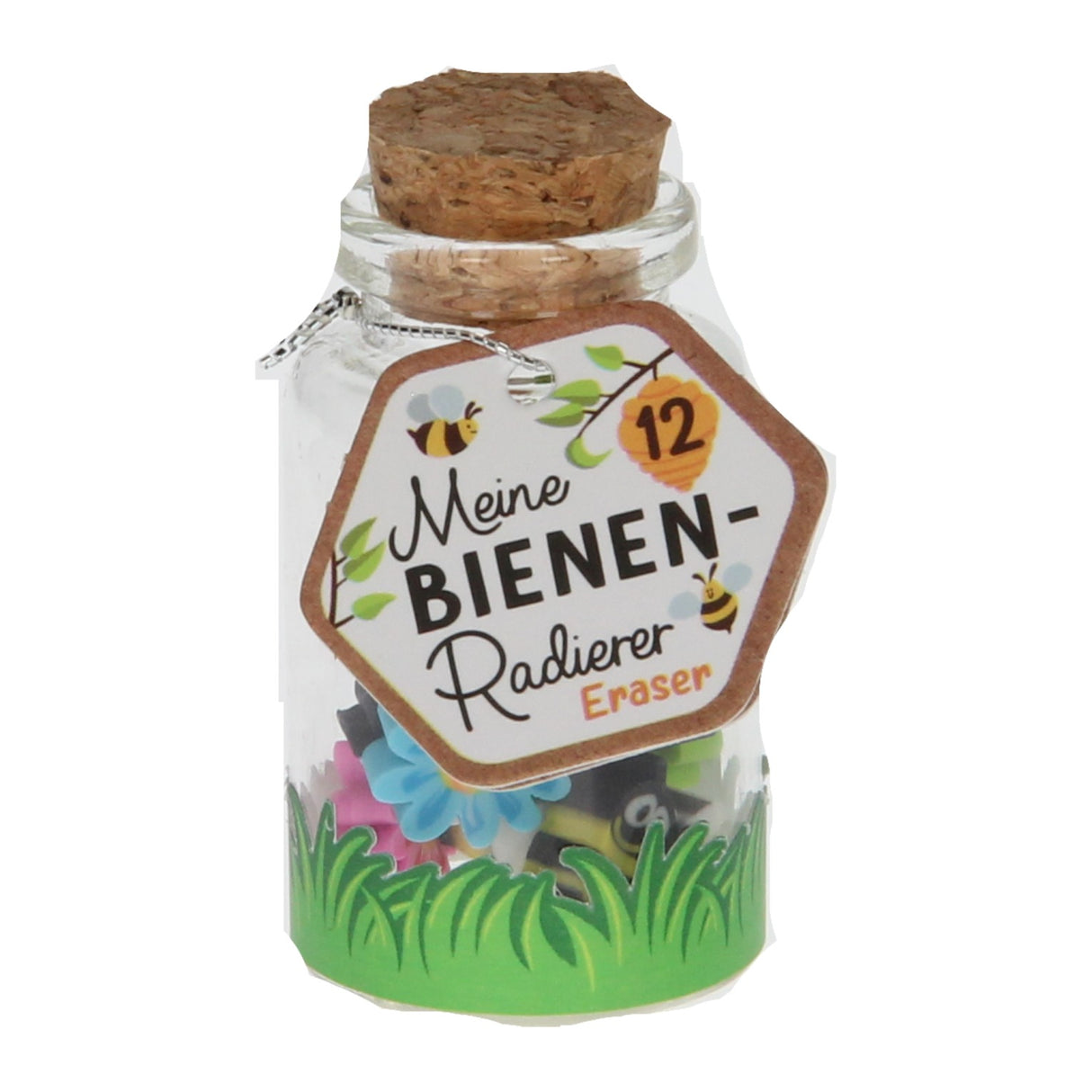 Mini gummetjes bijenvrienden in glas, 12st.