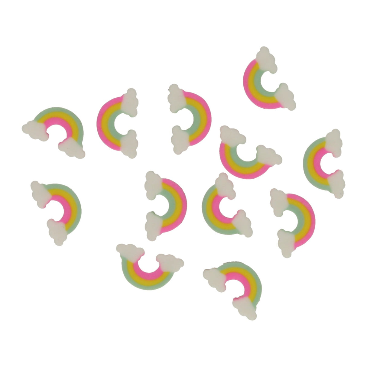 Mini gummetjes regenboogwolken in glas, 12st.