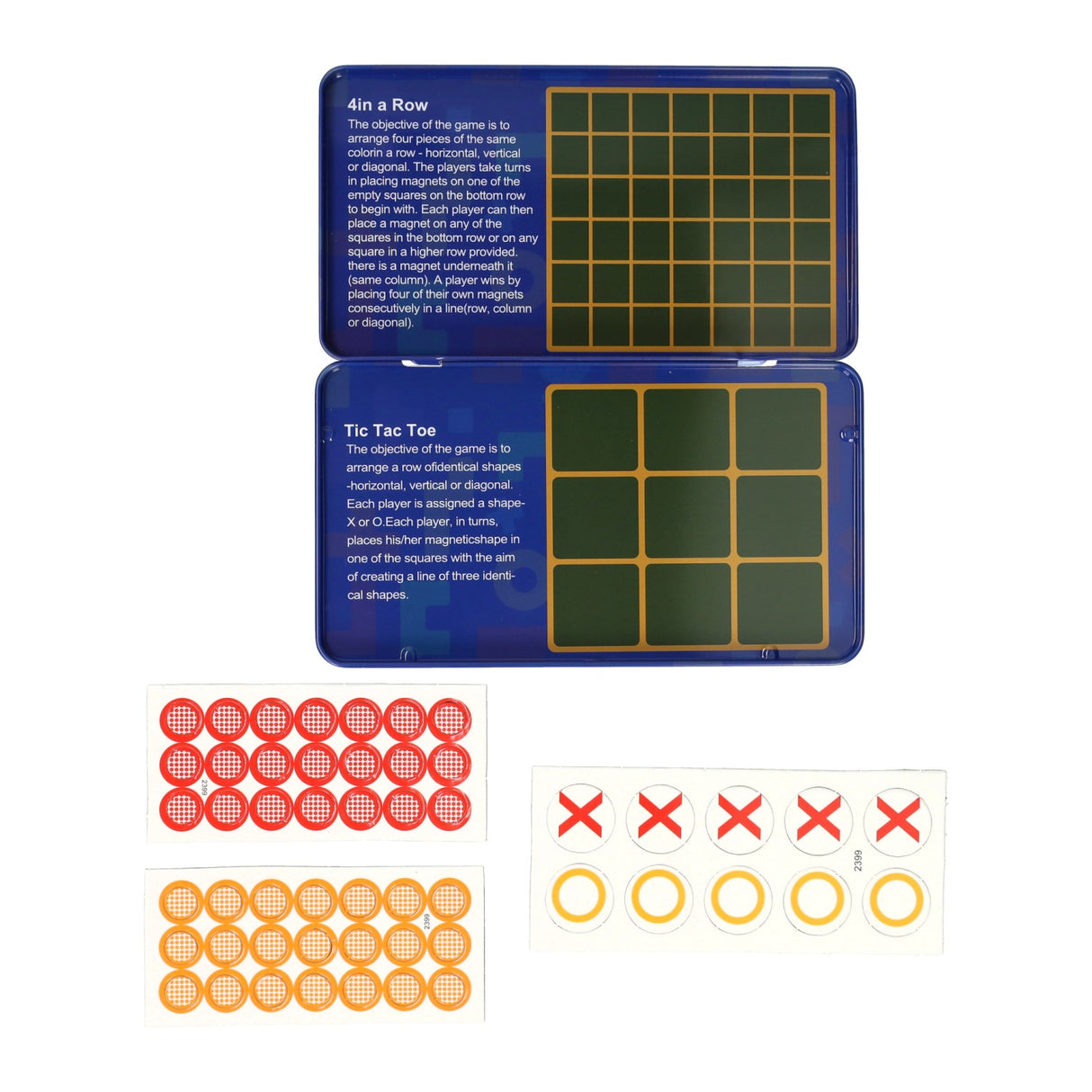 Magnetisch reisspel in blik tic, tac, toe 4 op een rij