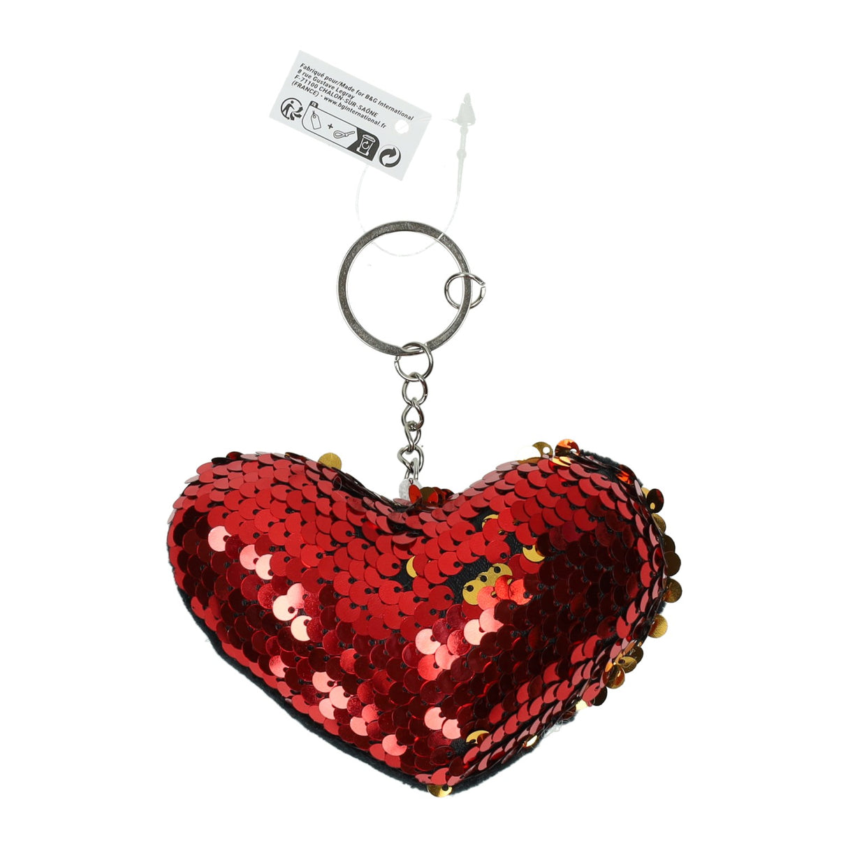 Sleutelhanger hart met pailletten