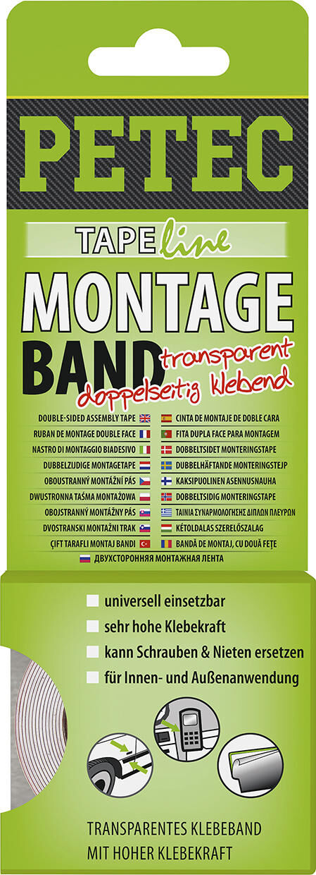 Petec montagetape mounting tape 2mx19mm tra