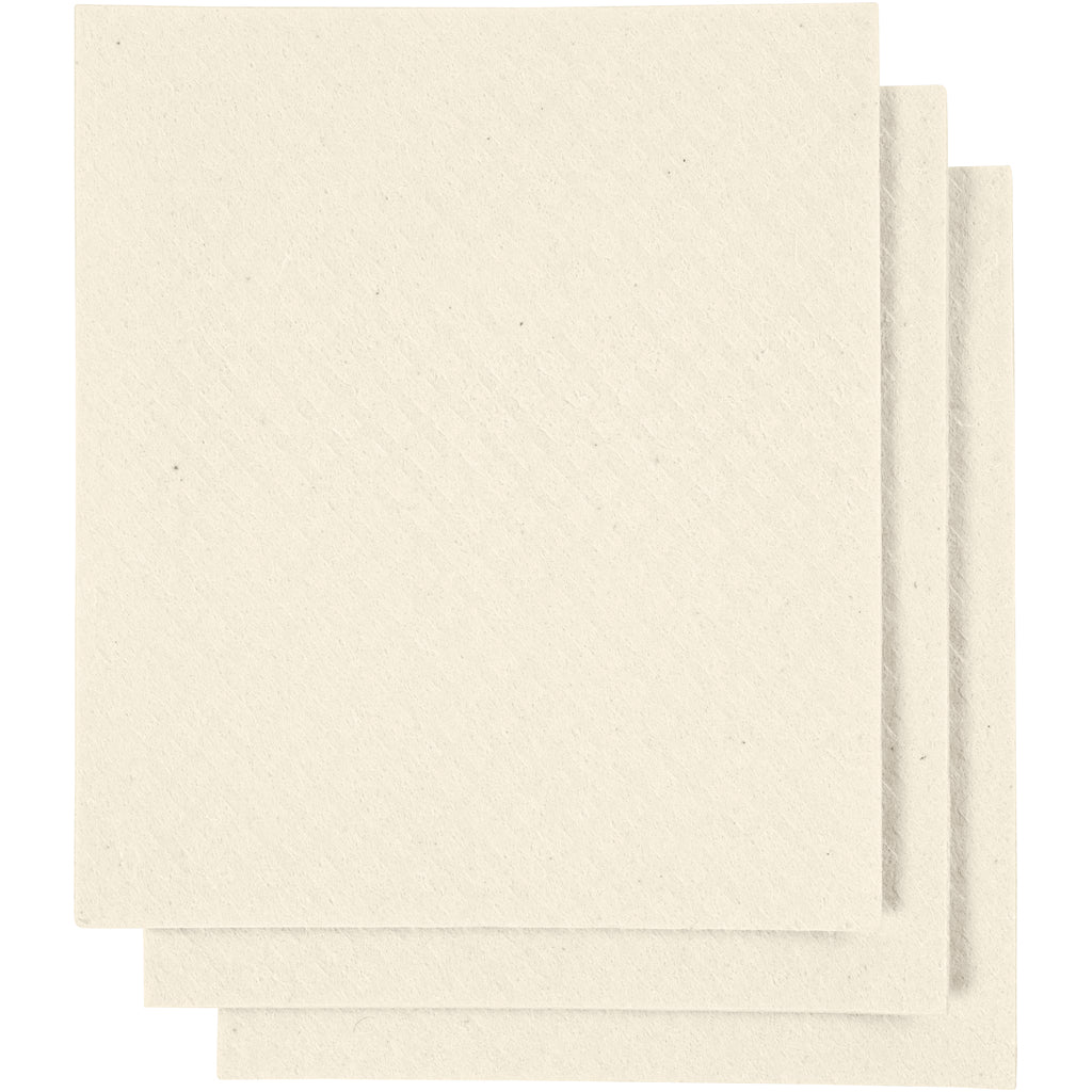 Creativ company sponsdoek, afm 17x19,5 cm, gebroken wit, 3 stuk 1 doos