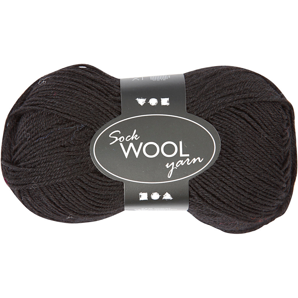 Creativ company sokkengaren, l: 200 m, zwart, 50 gr 1 bol