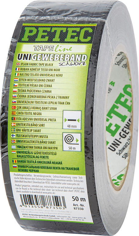 Petec textieltape uni fabric tape 50m black