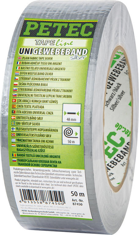 Petec textieltape uni fabric tape 50m silver