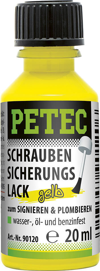 Petec schroefbeveiliging lak safety varnish yellow 20m