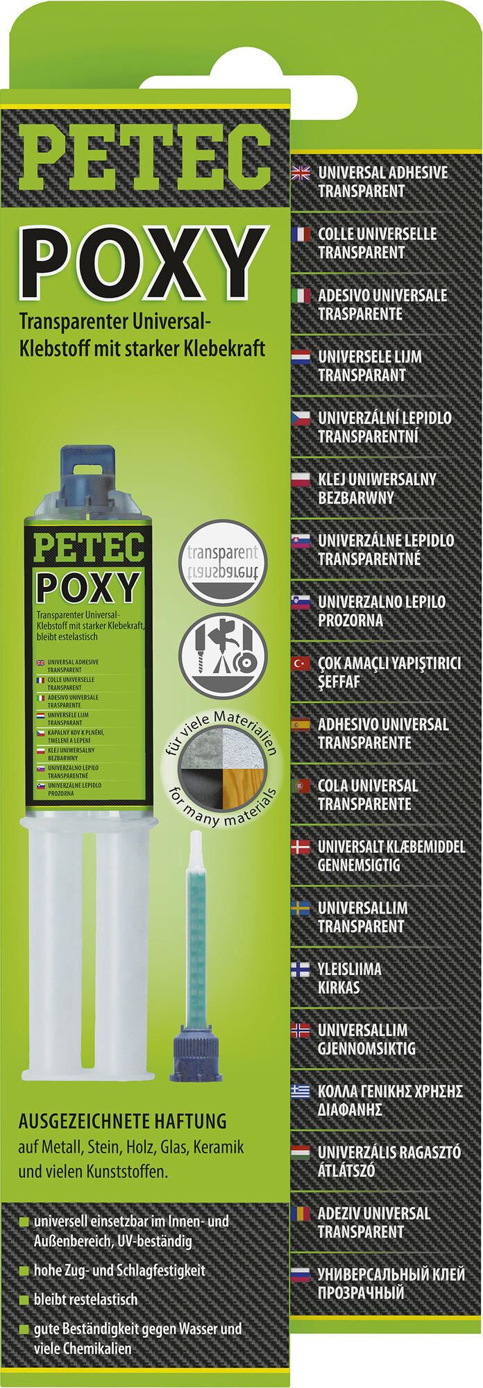 Petec universeel lijm poxy 2k adhesive 24ml sb double syringe