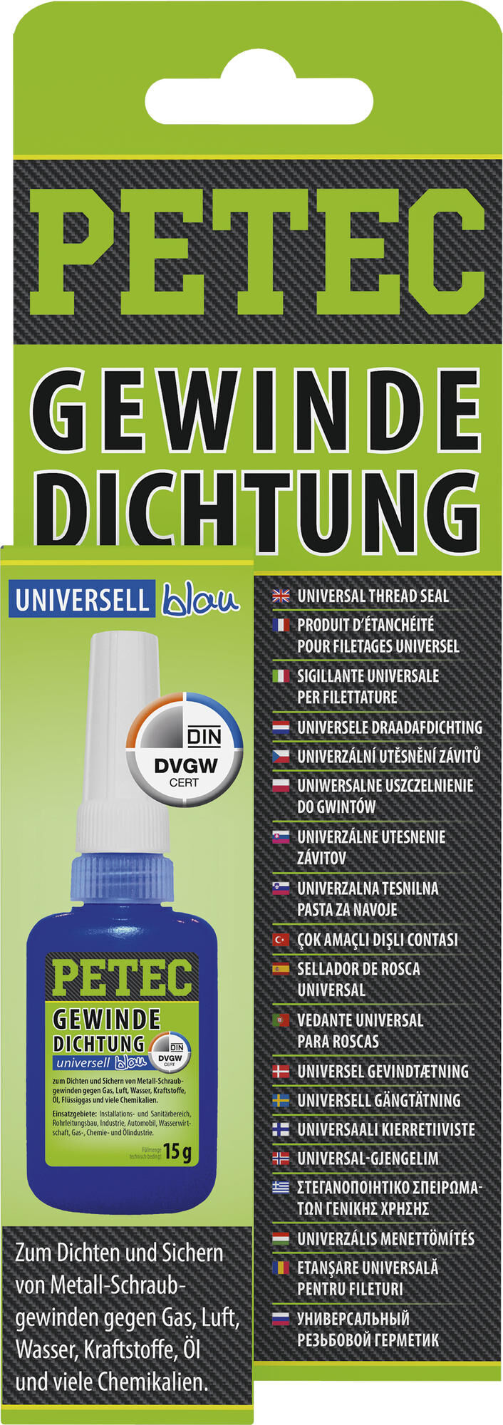 Petec afdichtmiddel gewindedichtung blau thread seals 15 gr. sb