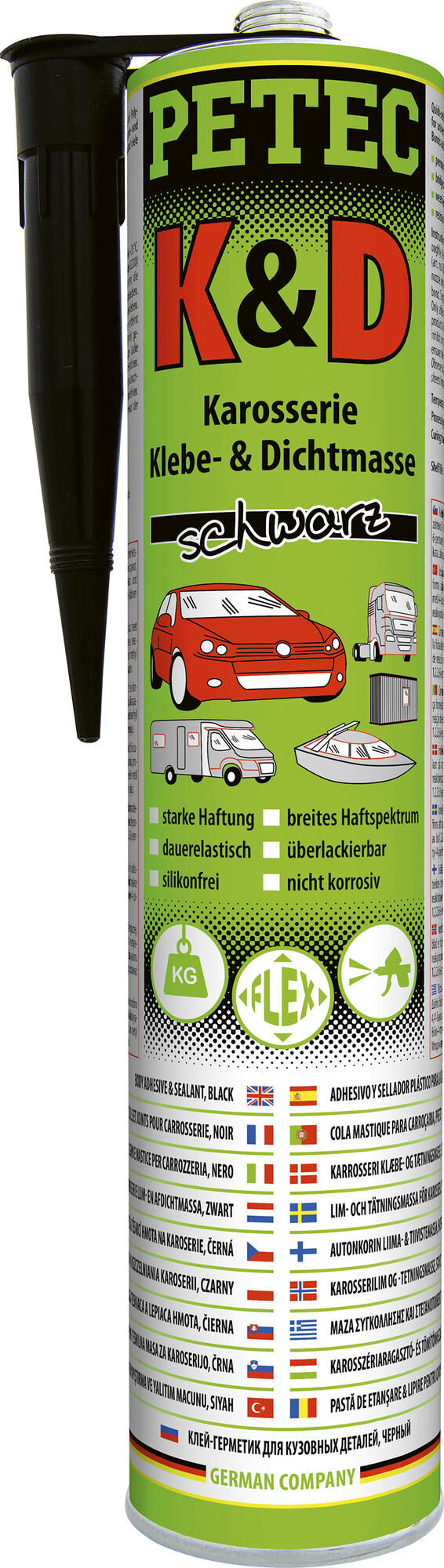 Petec afdichtmiddel body sealant 310 ml black