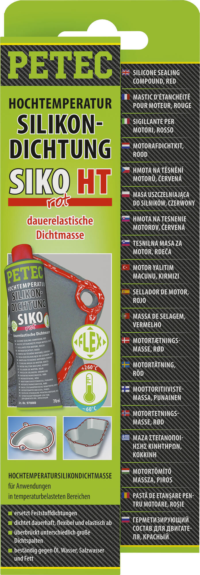 Petec afdichtpasta silicone seal 70 ml red