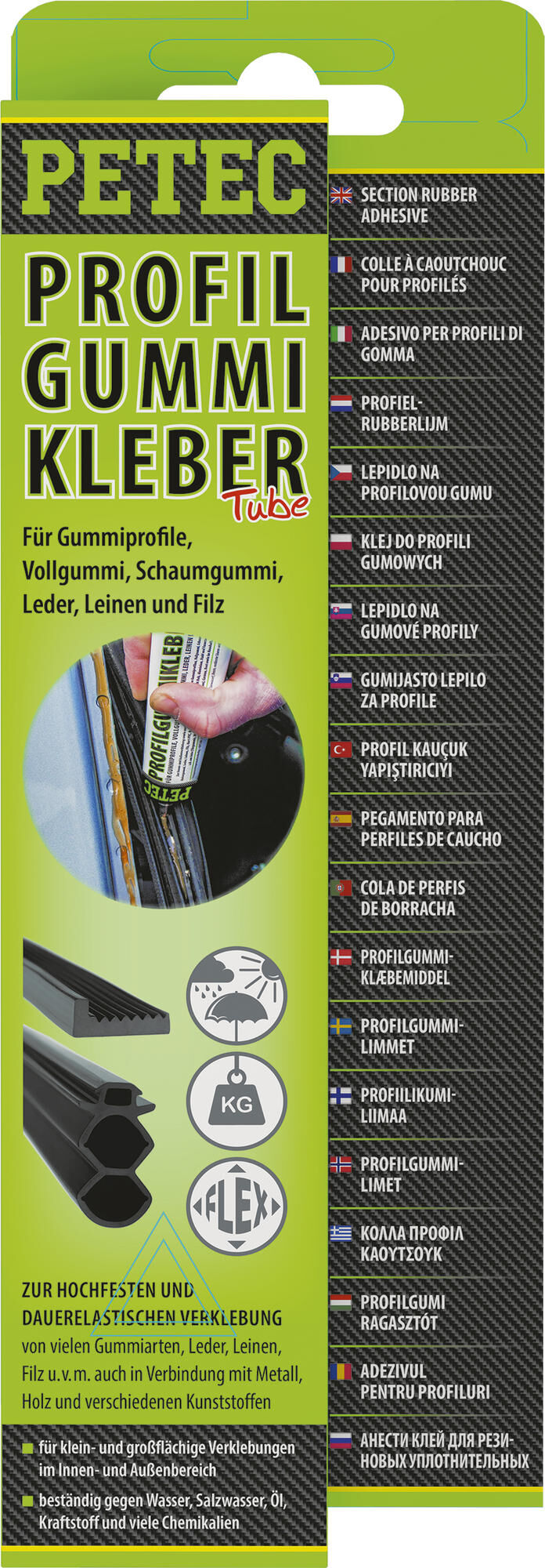 Petec rubber profiellijm profile rubber adhesive 7 tube, on sb-card
