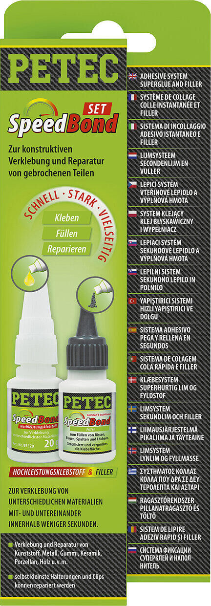 Petec universele lijmset system speedbond high performance adhesive speedbond m.filler