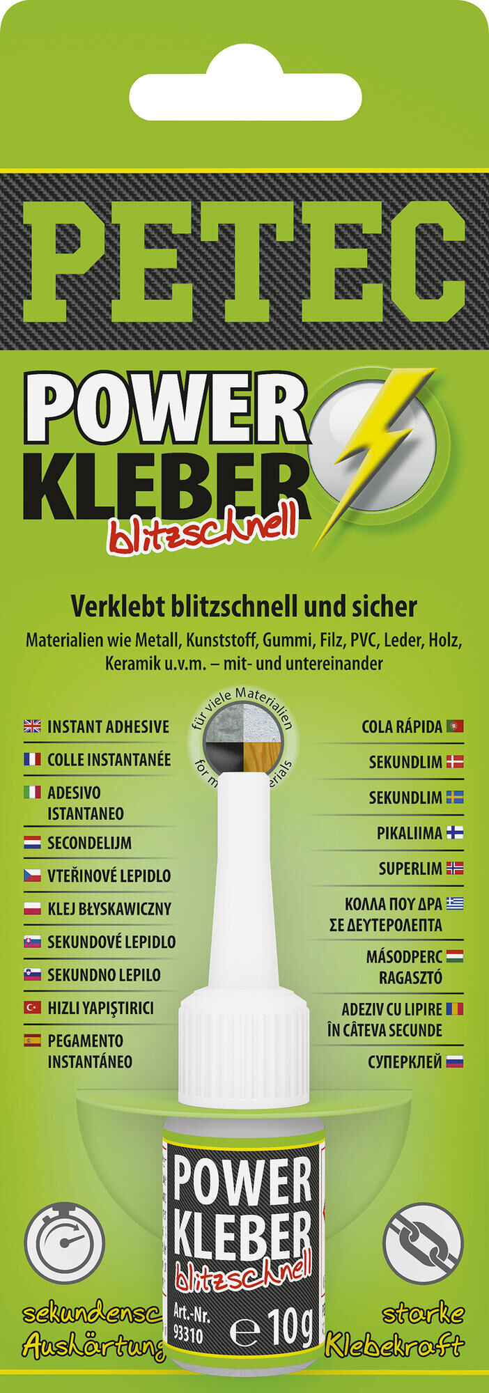Petec universeel lijm power kleber blitzschnell second adhesive 10g sb water bottle