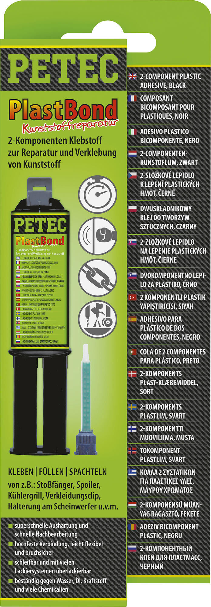Petec lijm plastbond 2k adhesive plastbond 24ml double syringe
