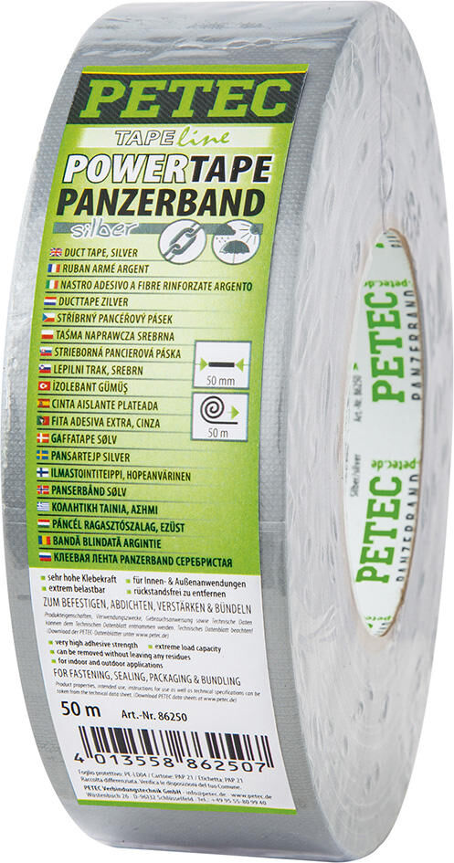 Petec textieltape power tape panzerband armored tape silver 50m
