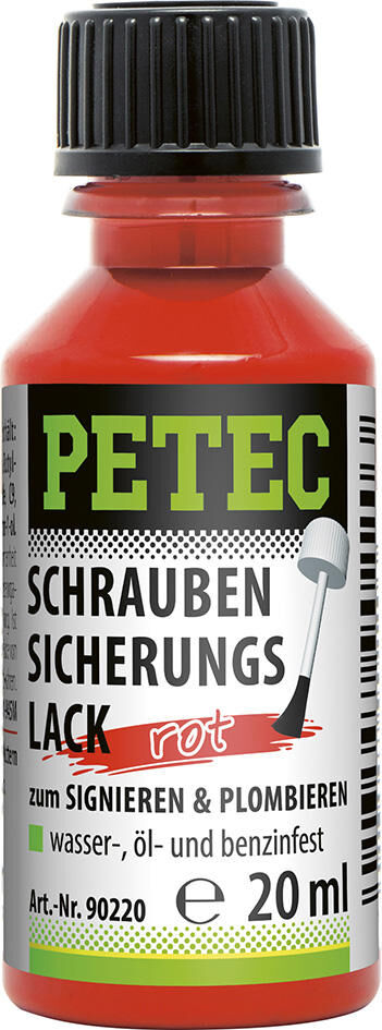 Petec schroefbeveiliging lak safety varnish red 20ml