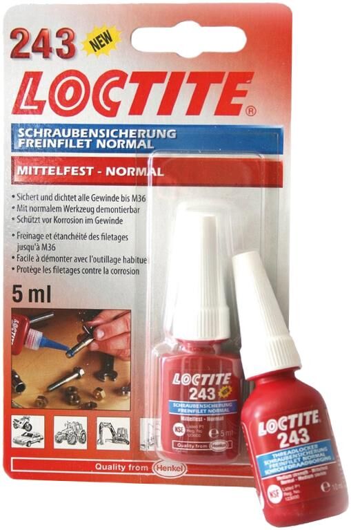 Loctite schroefbeveiliging 243 screw retention 5 ml tube medium strength