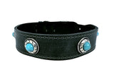 Sazzz Halsband hond boho treasure stone vintage leer antraciet