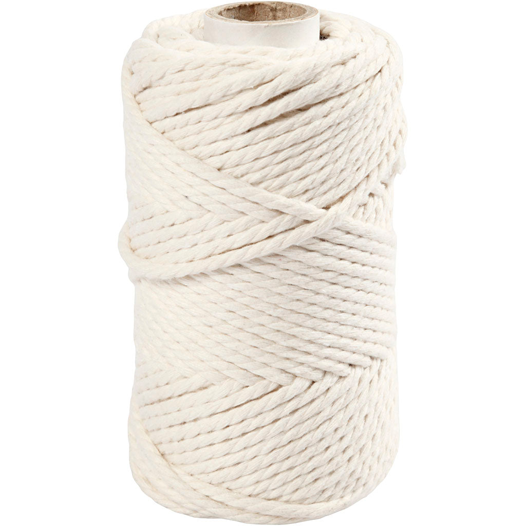Creativ company macramé koord, l: 55 m, d 4 mm, off-white, 330 gr 1 rol