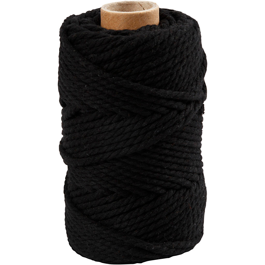 Creativ company macramé koord, l: 55 m, d 4 mm, zwart, 330 gr 1 rol
