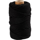 Creativ company macramé koord, l: 55 m, d 4 mm, zwart, 330 gr 1 rol