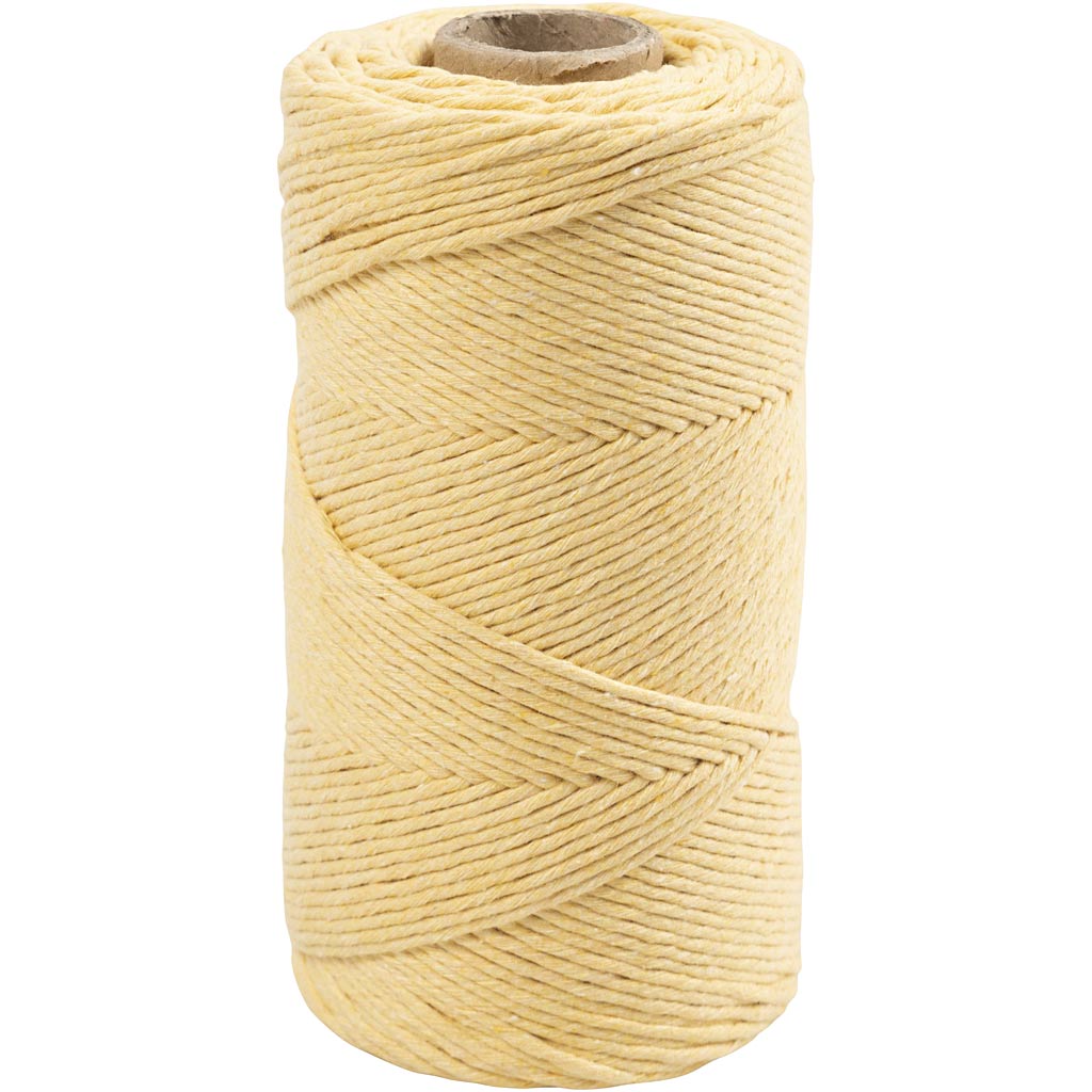 Creativ company macramé koord, l: 198 m, d 2 mm, lichtgeel, 330 gr 1 rol