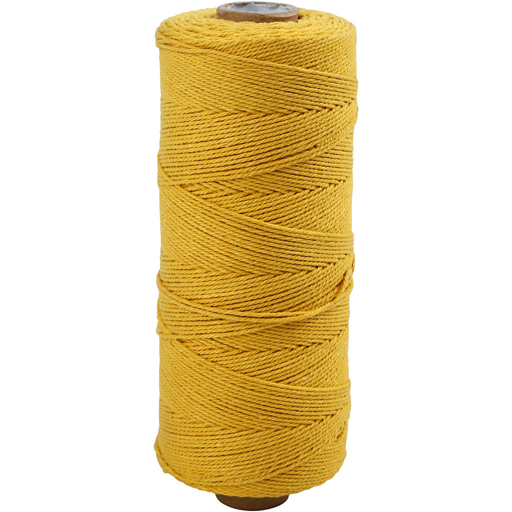 Creativ company macramékoord, l: 315 m, dikte 1 mm, dunne kwaliteit 12 12, geel, 220 gr 1 bol