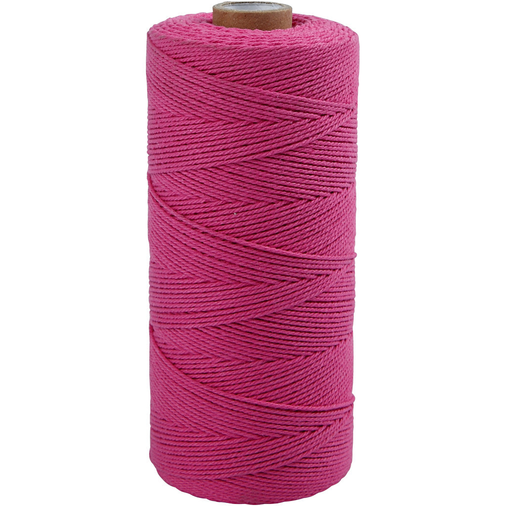 Creativ company macramékoord, l: 315 m, dikte 1 mm, dunne kwaliteit 12 12, roze, 220 gr 1 bol