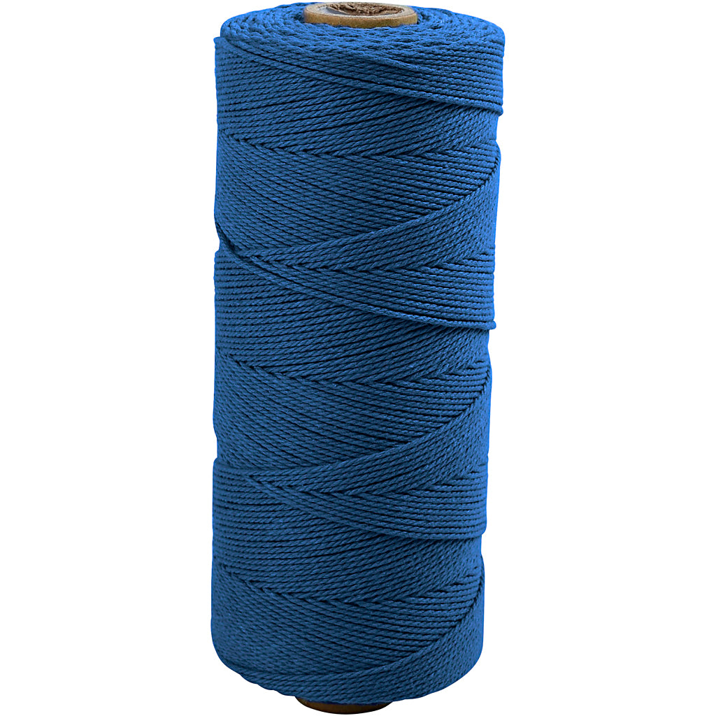 Creativ company macramékoord, l: 315 m, dikte 1 mm, dunne kwaliteit 12 12, blauw, 220 gr 1 bol