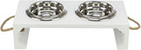 Trixie be nordic set voerbak waterbak hout RVS wit