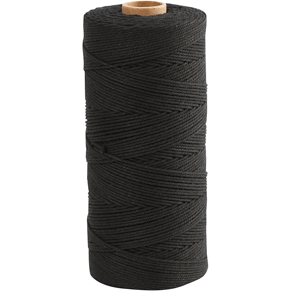 Creativ company macramé koord, l: 315 m, dikte 1 mm, dunne kwaliteit 12 12, zwart, 220 gr 1 bol