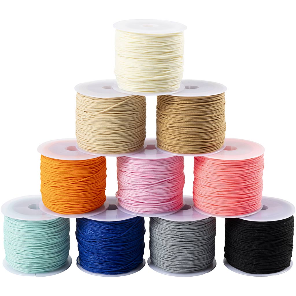 Creativ company polyester koord, dikte 0,6 mm, kleurrijk, 10x50 m 1 doos