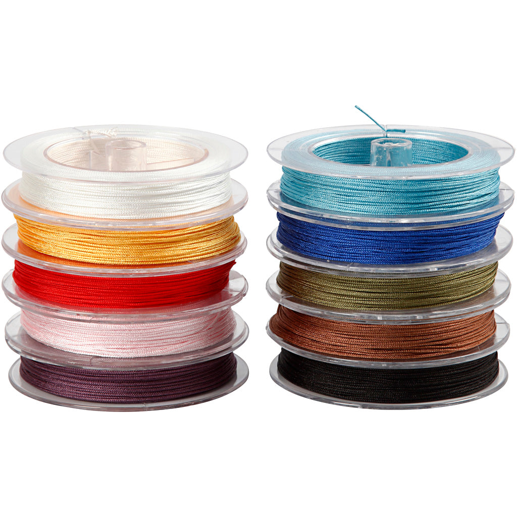 Creativ company polyester koord, dikte 1 mm, diverse kleuren, 10x50 m 1 doos
