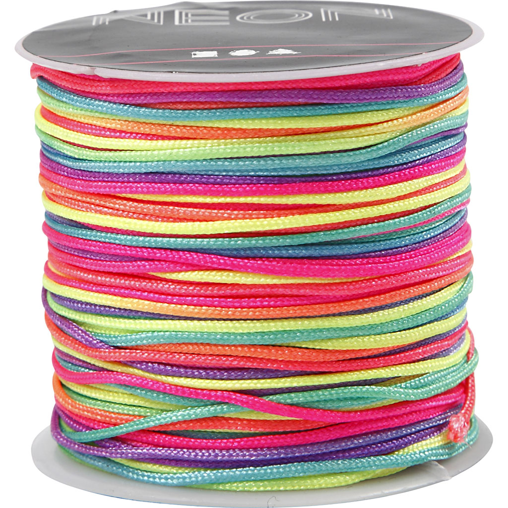 Creativ company macramé koord, dikte 1 mm, neon kleuren, 28 m 1 rol
