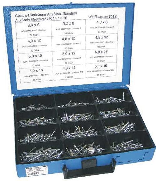 Gesipa popnagel assortiment sort. bliend rivets alu steel