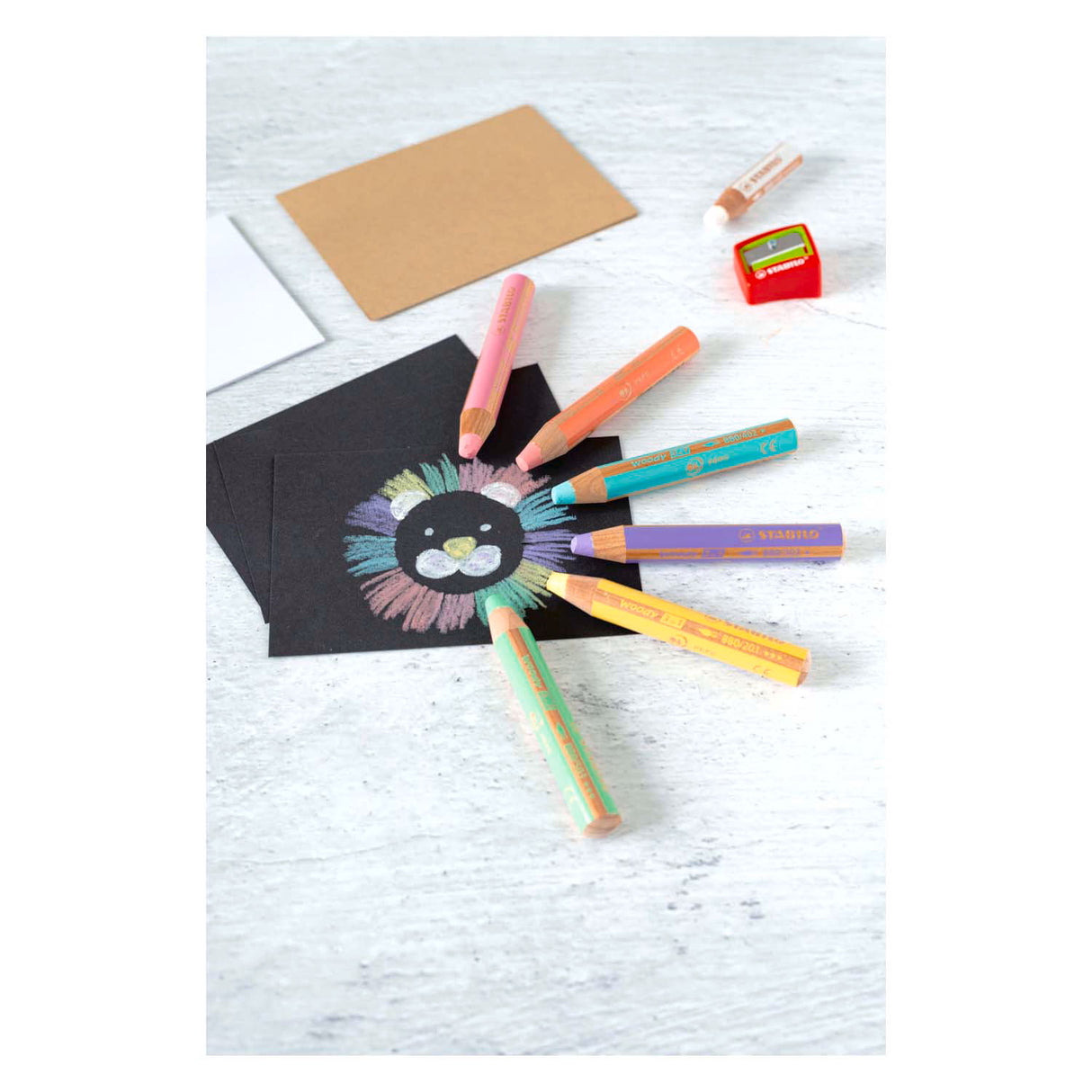 STABILO Woody 3in1 Potloden - 6 kleuren + Puntenslijper