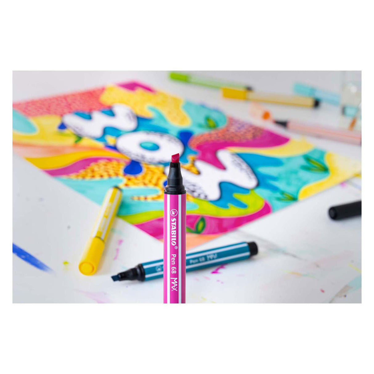 STABILO Pen 68 MAX Viltstift Met Dikke Beitelpunt Donker blauw
