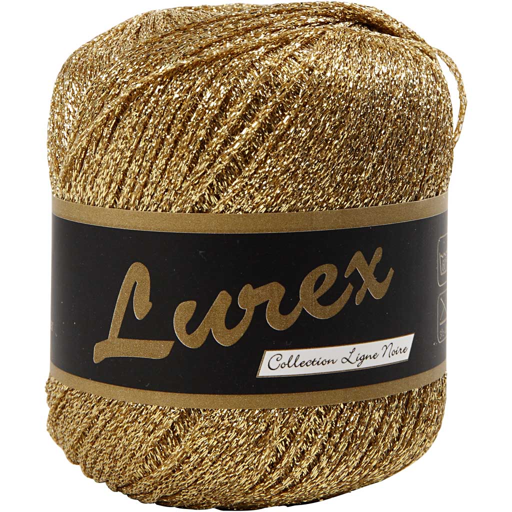 Lurex glittergaren, l: 160 m, goud, 25 gr 1 bol
