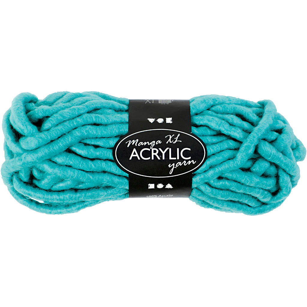 Creativ company xl garen van acryl, l: 17 m, afm manga, turquoise, 200 gr 1 bol