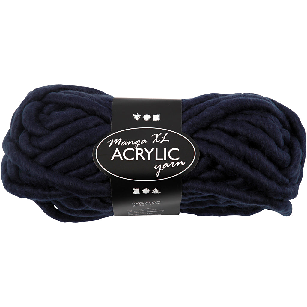 Creativ company xl garen van acryl, l: 17 m, afm manga, donkerblauw, 200 gr 1 bol