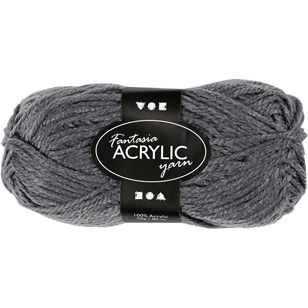 Acrylgaren, Grijs, 50gr, 80m