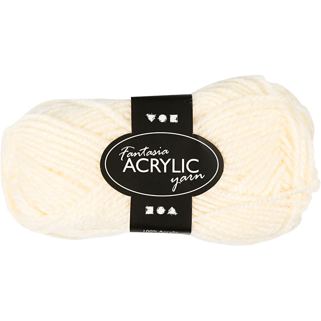 Acrylgaren, Off-White, 50gr, 80m