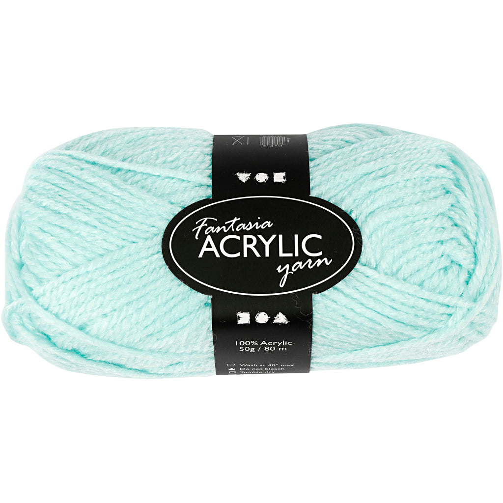 Acrylgaren, Mintgroen, 50gr, 80m