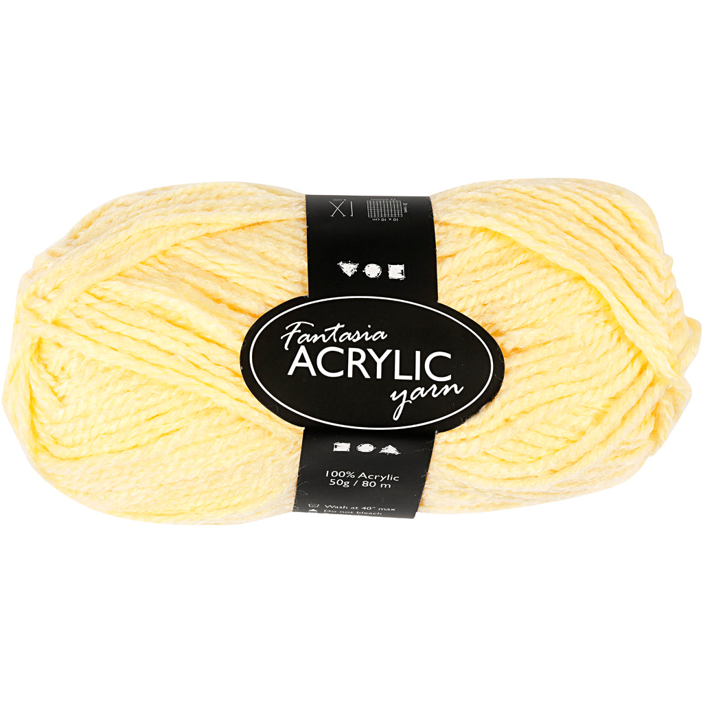 Acrylgaren, Lichtgeel, 50gr, 80m