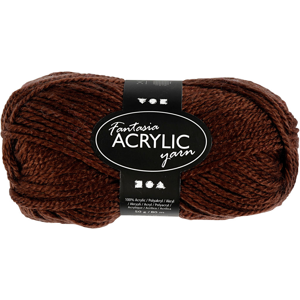 Creativ company fantasia acrylgaren, l: 80 m, bruin, 50 gr 1 bol