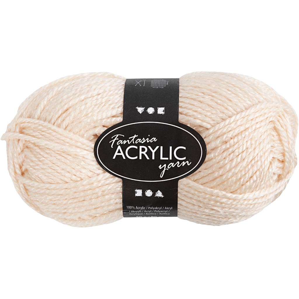 Creativ company fantasia acrylgaren, l: 80 m, licht beige, 50 gr 1 bol