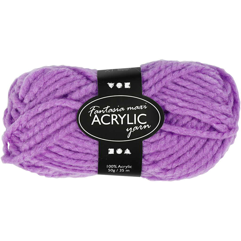 Creativ company fantasia acrylgaren, l: 35 m, maxi, paars, 50 gr 1 bol