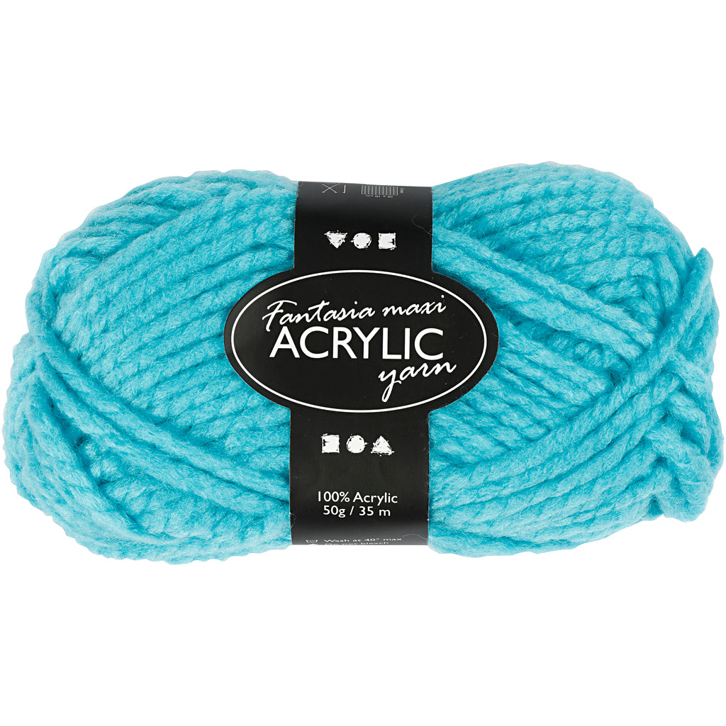 Creativ company fantasia acrylgaren, l: 35 m, maxi, turquoise, 50 gr 1 bol