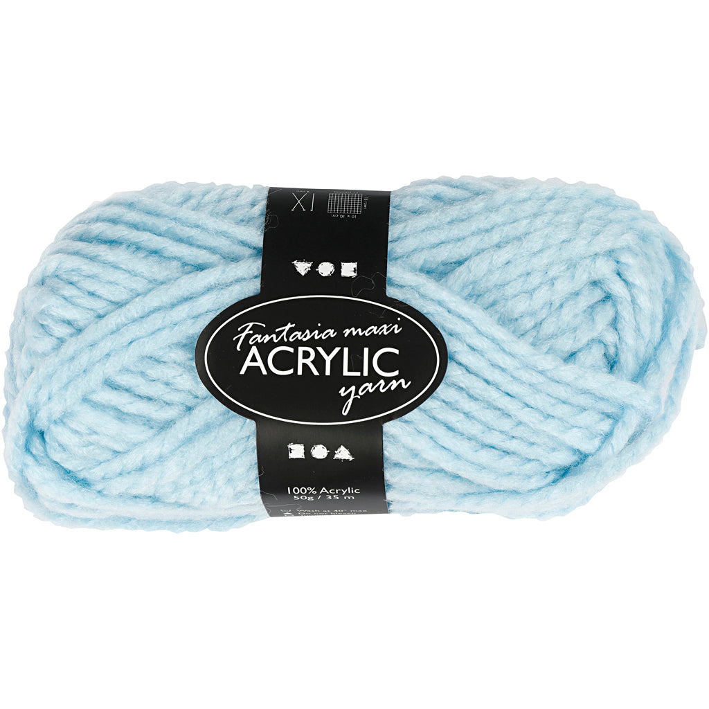 Creativ company fantasia acrylgaren, l: 35 m, maxi, lichtblauw, 50 gr 1 bol